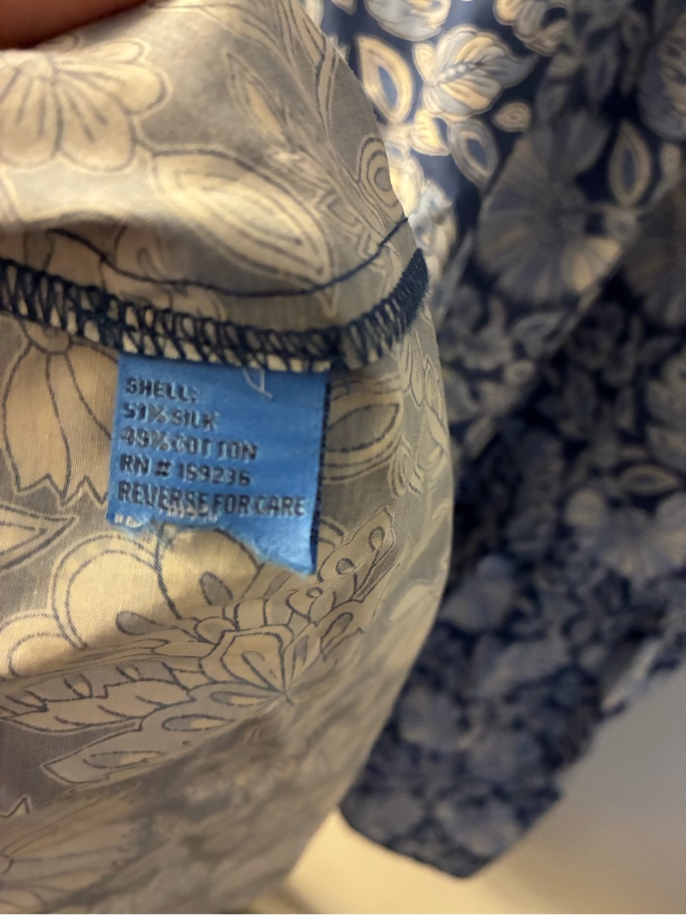 J. McLaughlin Cerina Blue Floral Silk Blend Midi Dress Euro Summer Coastal M - Picture 11 of 12